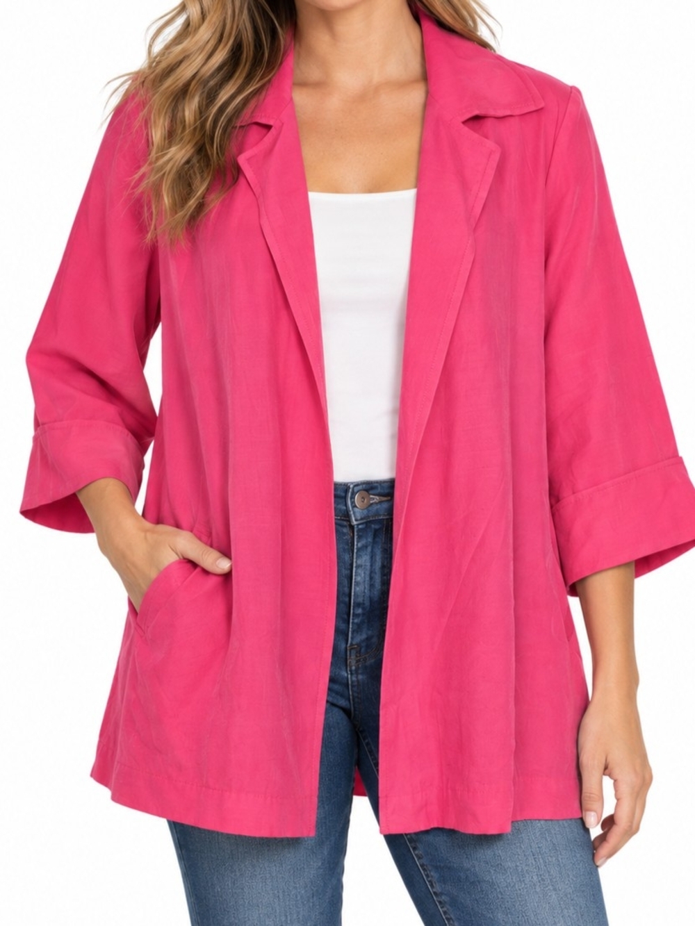 Multiples Hot Pink Open-Front Jacket NWT